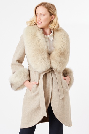 Double-Faced Cashmere Coat / Collar and Cuffs Fox Fur Coat - Relaxed Fit