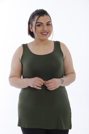 Спортсмен большого размера с нулевым рукавом - хаки (1)