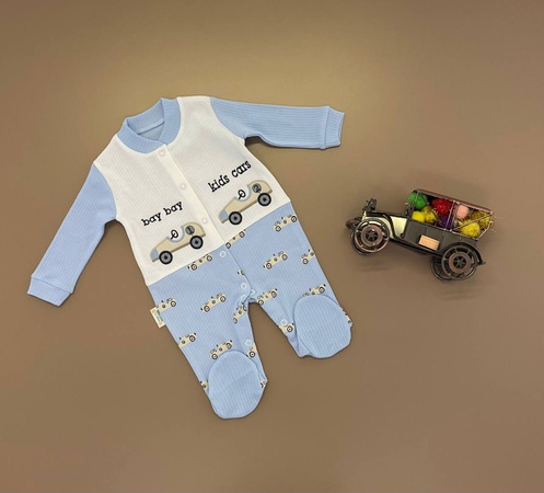 3-6/6-9/9-12 month Düğmeli ve Desenli Aylık Tulum