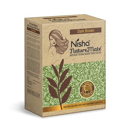 Nisha Naturemate Natural Henna-Based Hair Color 60g - Dark Brown | No Ammonia, Henna Herbs for Vibrant Color