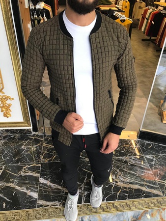 Jakarlı Kapitone Kumaş, Tam fermuarlı, Kolej Yaka Sweat / Pullover