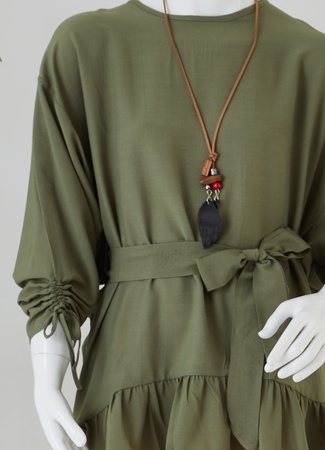 Kemerli Bluz / Düğmeli Pantolon