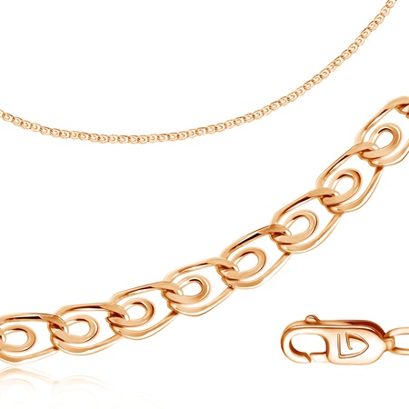 ЦЕПЬ ИЗ КРАСНОГО ЗОЛОТА, ПЛЕТЕНИЕ LOVE