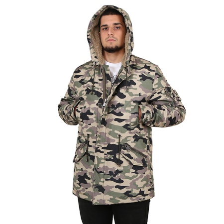 Kamuflaj Desenli İçi Kürklü Kaban