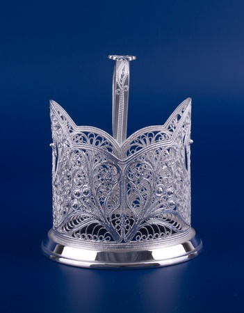 Серебряный подстаканник "Лебедь"