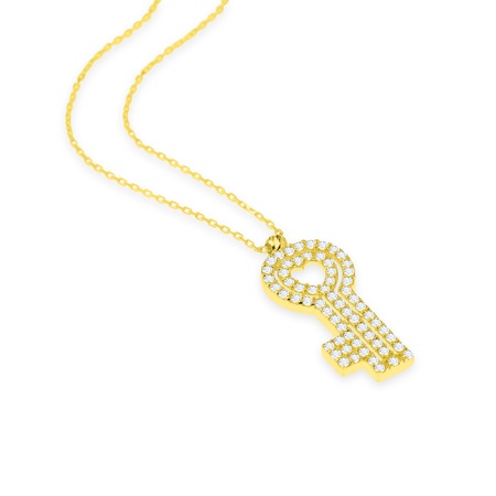 Even & Pétra 14 Ayar Altın Taşlı Anahtar Kalp Kolye