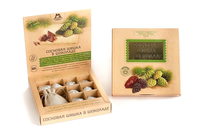 Сосновая шишка в натуральном шоколаде коробка 120гр/ *Бонус: травяной чай в подарок