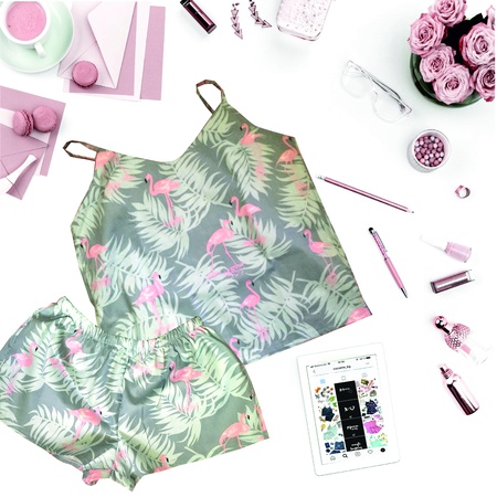 Pijama Flamingo-Fern Gri