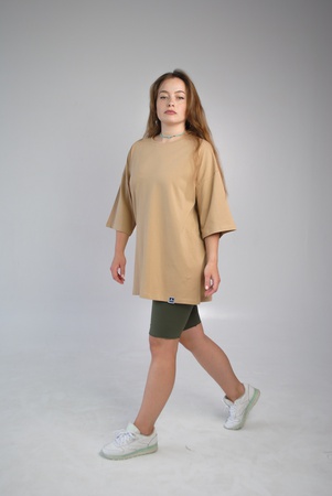 Футболка оверсайз женская бежевая Hi Mate