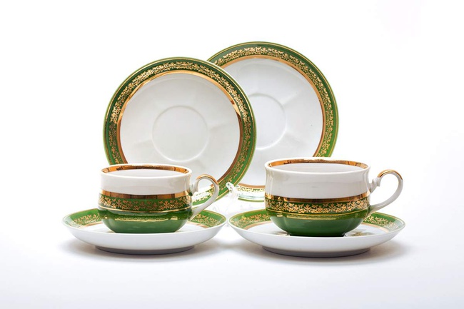 Сервиз чайно- кофейный 29 предм. Зеленый борт