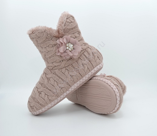 与雪纺花朵Ugg靴子L-312