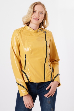 Женская кожаная куртка с застежкой-молнией - Slim Fit