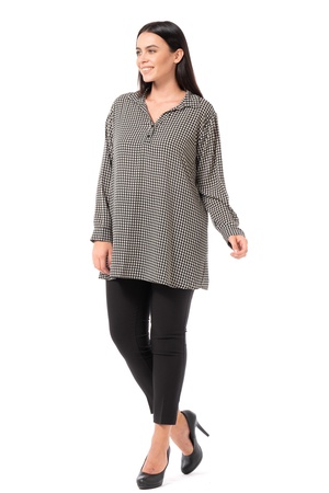 Büyük Beden Gömlek Yakalı Bluz