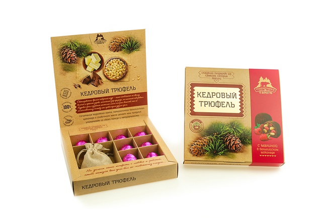 Кедровый трюфель в натуральном шоколаде классический/ с ягодой коробка 120гр