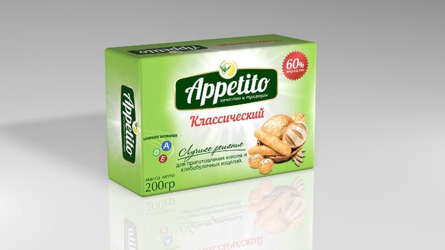 Маргарин средне калорийный "Appetito" с мдж 60% 200гр