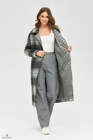 MILA NOVA ПАЛЬТО ПВ-68 СЕРАЯ КЛЕТКА