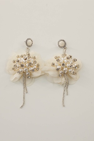 Набор застежек для серег Bijusel Pearl Flower, белый