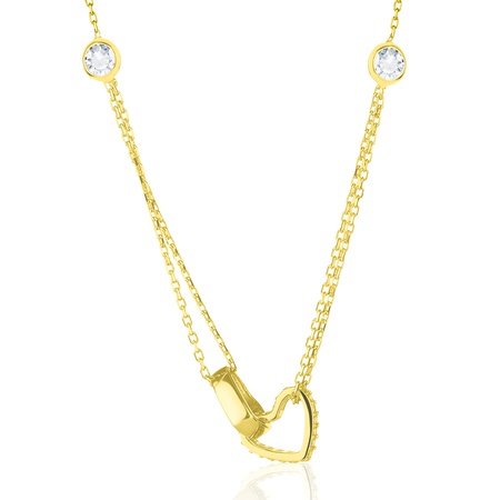 Колье Even & Pétra из 14-каратного золота с двумя переплетенными цепочками в форме сердца