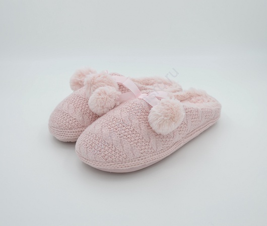 Тапочки с плюшевыми помпонами L-305