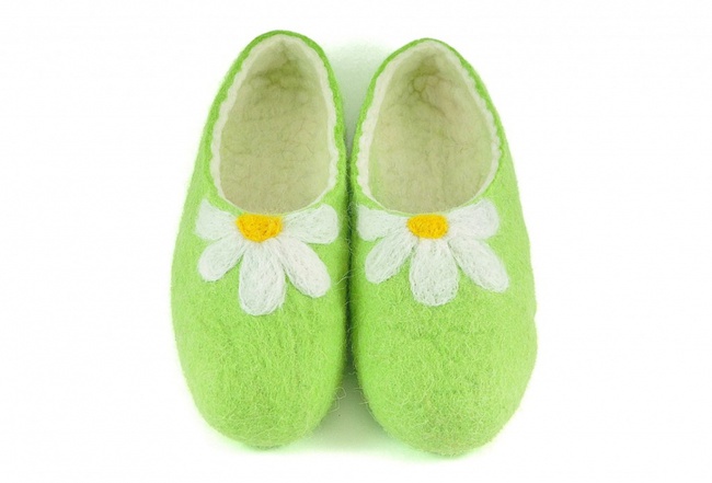 Keçe terlik &quot;Papatya&quot; (yeşil)