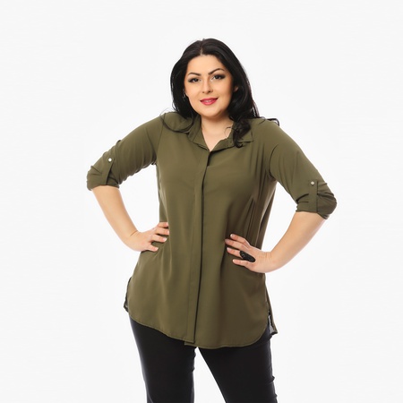 Шелковая креповая рубашка большого размера