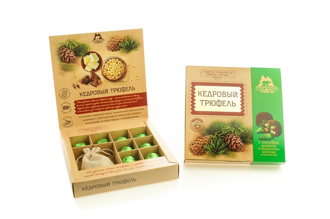 Кедровый трюфель в натуральном шоколаде классический/ с ягодой коробка 120гр