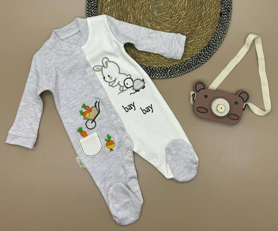 3-6/6-9/9-12 month Düğmeli ve Desenli Aylık Tulum