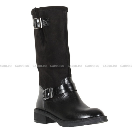 Сапоги 909 чёрные, натуральная кожа и замша