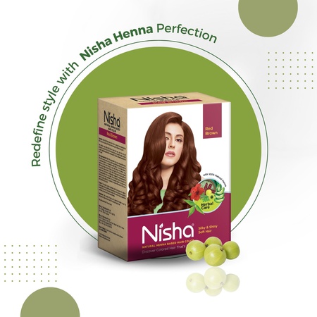 Nisha Hair Colour for Women - Red Brown, 90g (Pack of 1) | 100% Pure Henna-Based Powder Ammonia-Free