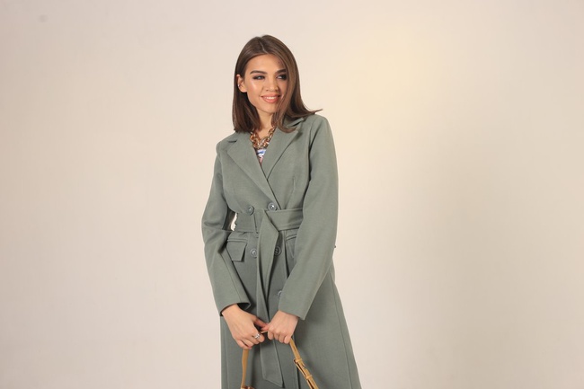 The coat is female, demi-season.