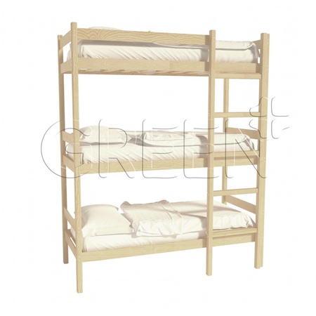 Трехъярусная кровать из дерева 90х200