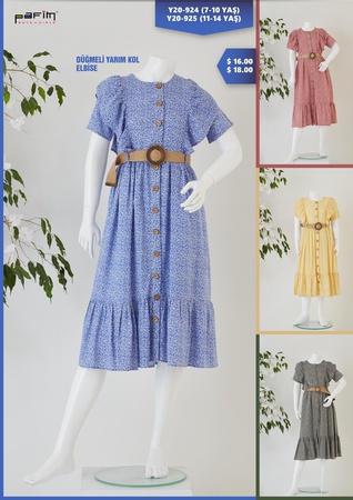 Платье на пуговицах с рукавами для девочек