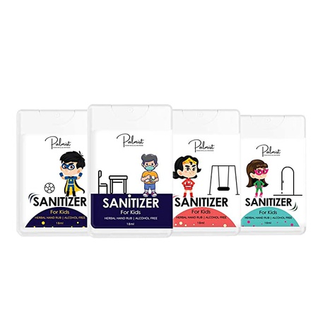 Palmist Pocket Kids Herbal Hand Rub Alcohol Free Sanitizer Spray (Pack of 4), Easy to Carry, Sanitizer for School Boys And Girls