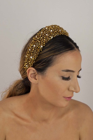 Бижутерия Кристалл ручной работы Блестящий Бисер Золотой Цвет Бархат Толстая Корона