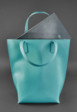 Кожаная женская сумка шоппер D.D. Бирюзовая