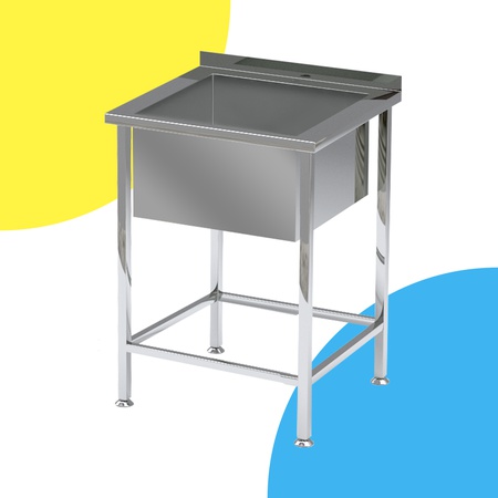 TemQo Yıkama kazanı 600x600x850 mm kaynaklı paslanmaz çelik