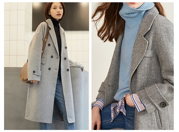 Осенне-зимняя шерстяная однотонная шерстяная костюмная ткань в елочку, ткань для пальто с рисунком из рыбьей кости