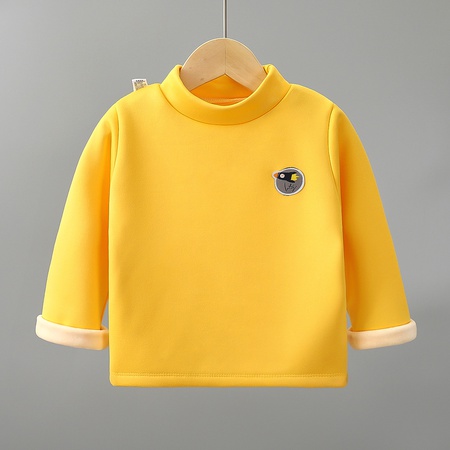 Детская рубашка с флисовым низом, осенне-зимняя новая утепленная теплая футболка для малышей, теплая куртка с высоким воротником для девочек, детская одежда