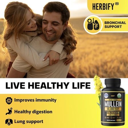 Капсулы с коровяком — очищение лёгких — экстракт листьев — мощный коровяк для поддержки иммунитета, детоксикации и поддержки дыхания — сделано в США — растительные добавки — 120 капсул