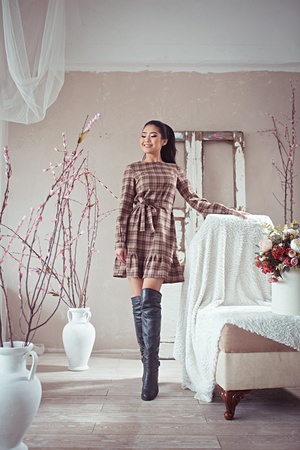 Платье "Клетка" с воланом