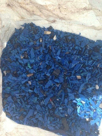 Синий лом бочек HDPE