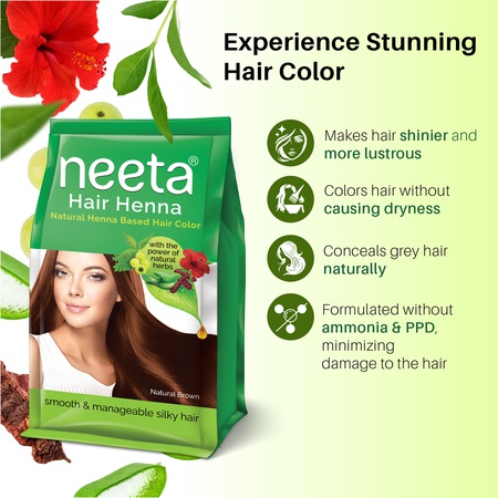 Henna Powder for Hair, 125g, Natural Hair Color with Amla, Shikakai, Heena, Aloe Vera & Hibiscus for Smooth, Silky Shine