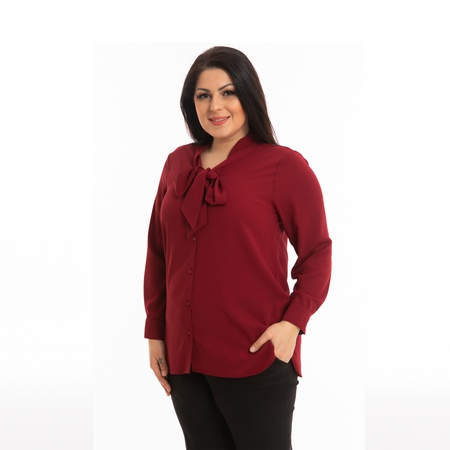 Büyük Beden Kravat Yaka Krep Gömlek