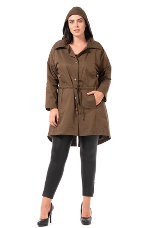 Büyük Beden Beli Büzgülü Parka