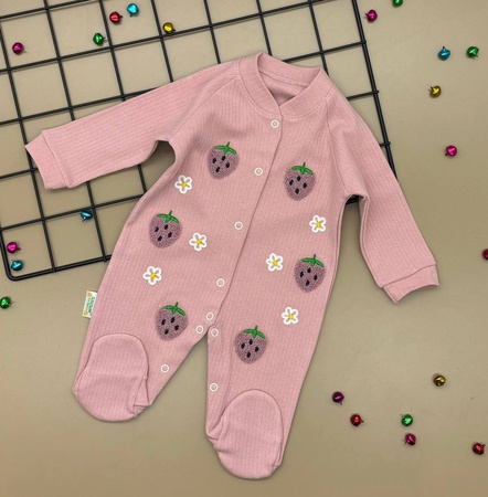 3-6/6-9/9-12 month Düğmeli ve Desenli Aylık Tulum