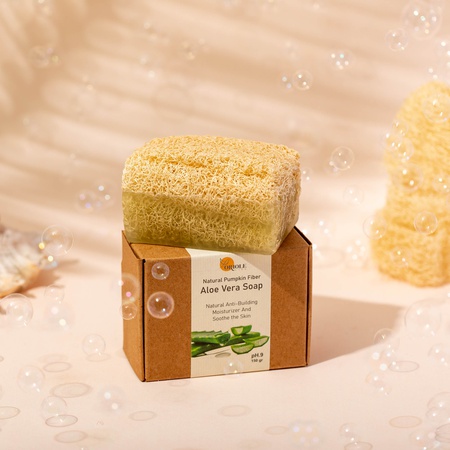 Натуральное мыло с алоэ вера и волокнами тыквы 150 грамм (100% натуральное)