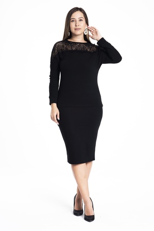 Кружевная блузка большого размера с халатом спереди