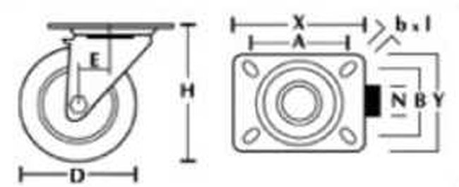 Hochleistungs-Schwenkradhalterung (Polyurethan) 100 mm