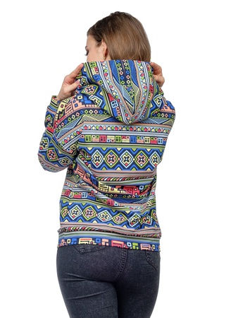 Кофта (мультиколор) Мозаика с капюшоном М-0144М