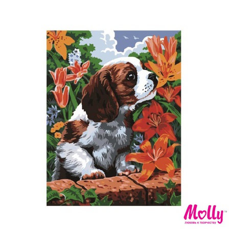 Картина по номерам Щенок в саду